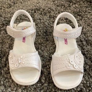 Girls Rachel White Leather Butterfly Sandals